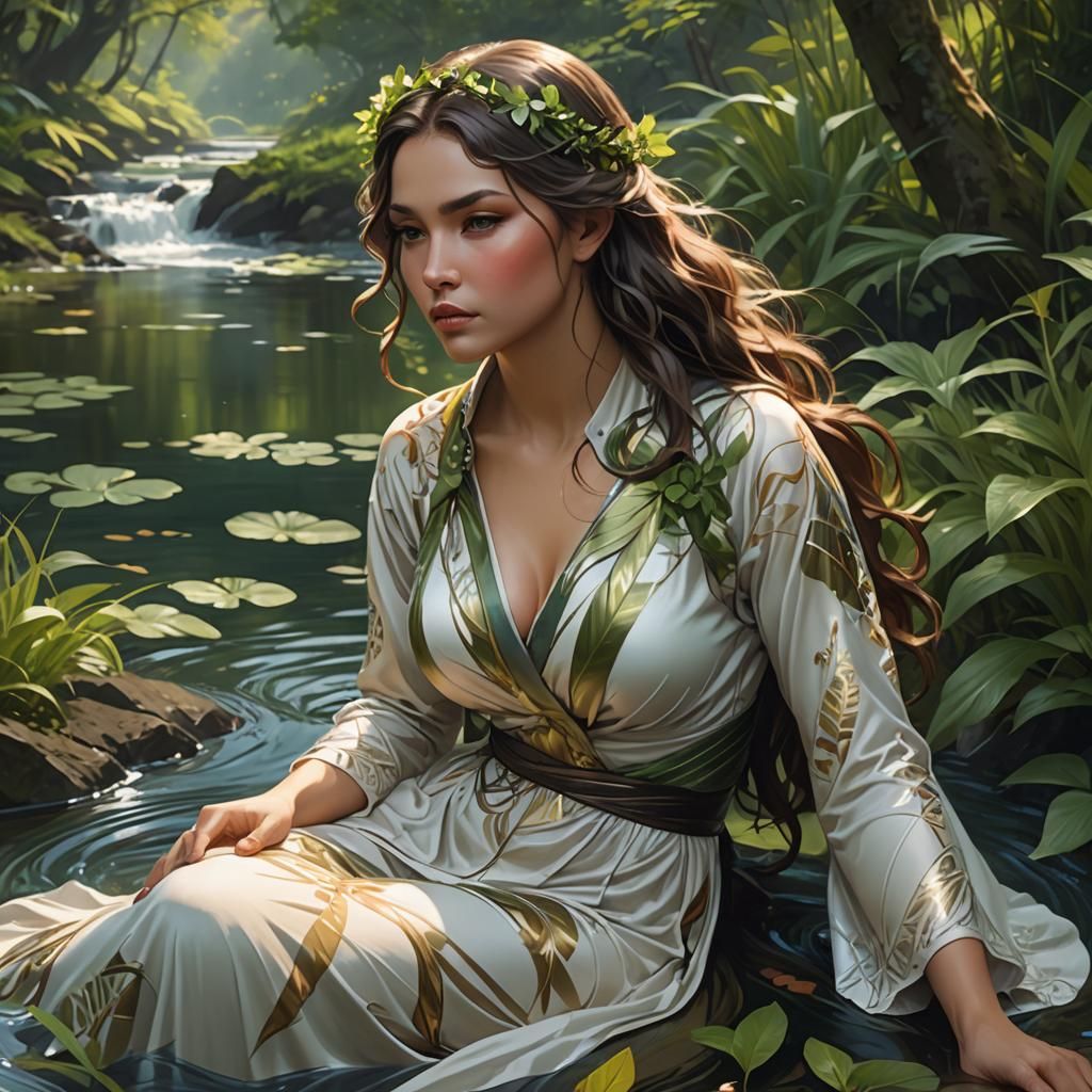 Nature Woman Portrait in Art Nouveau Style