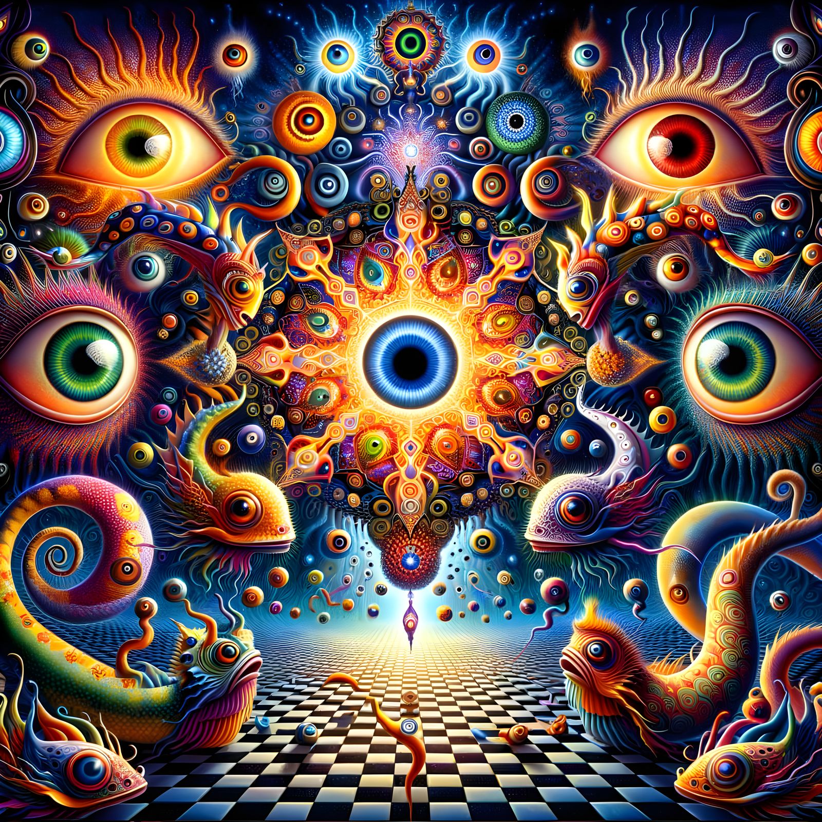 Vibrant Eyes of Cosmic Balance in Fauvist Style