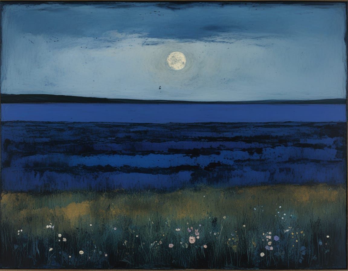 Surreal Violet Landscape in Abstract Expressionist Style