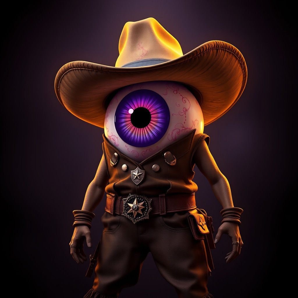 Eyeball Sheriff in Golden Light, Digital Art