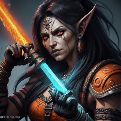 Githyanki Barbarian Warrior Portrait in Detailed Matte Paint...