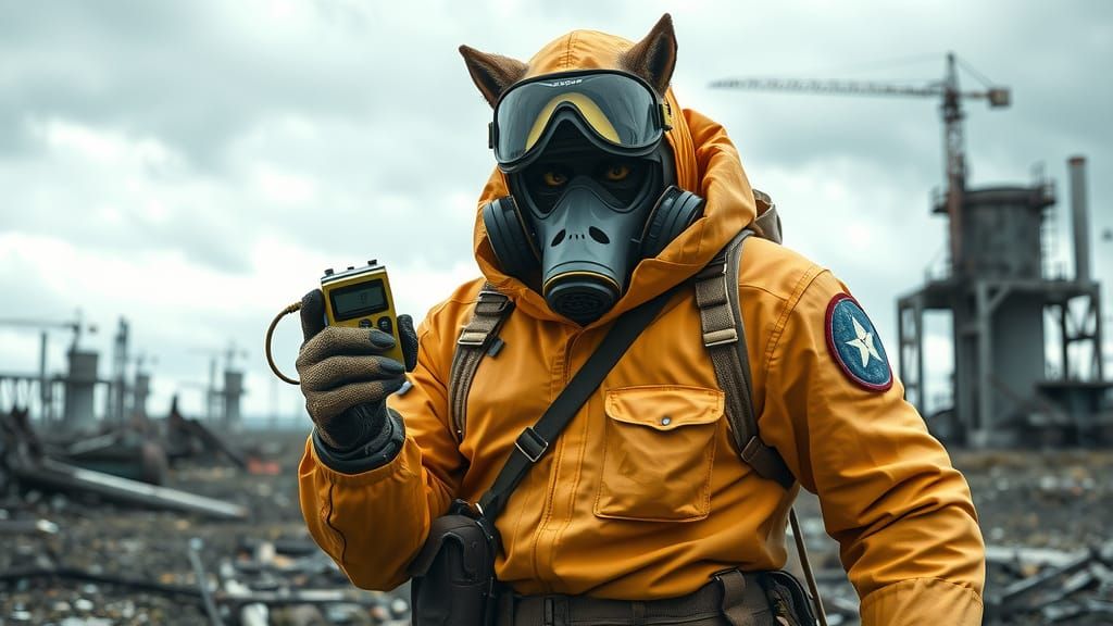 Cyberpunk Werewolf Soldier Explores Chernobyl Wastes