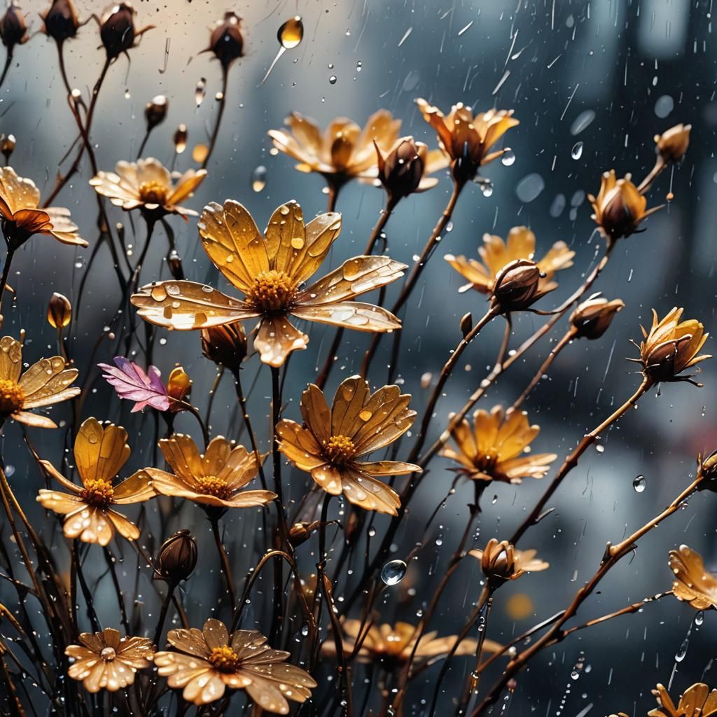 Dried Flower in Rain: Vibrant Street Art