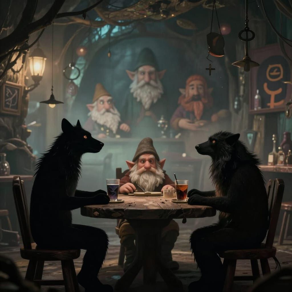 Fantasy Adventurers in Moody Dwarven Pub