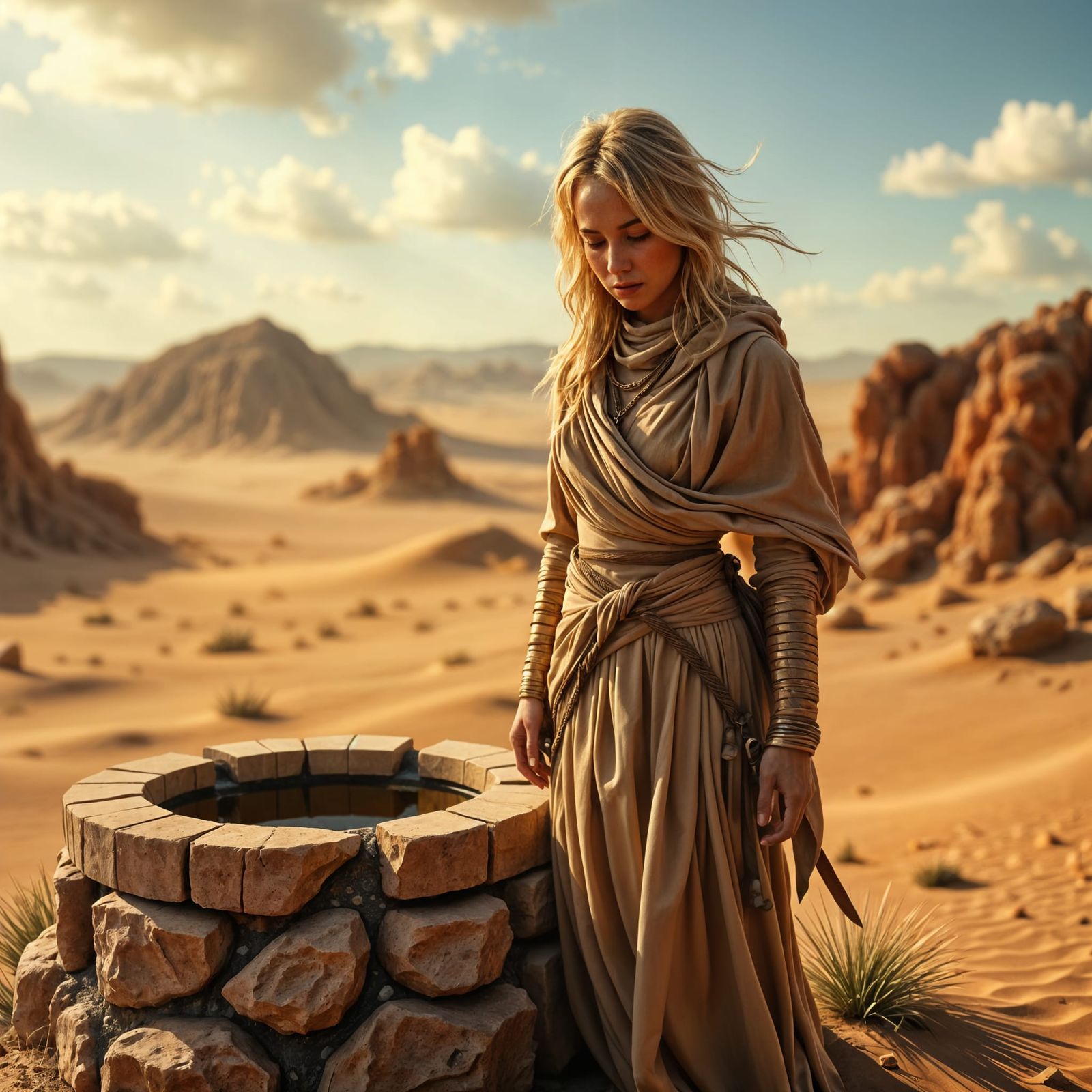 Hyper Realistic Portrait of a Woman at a Well