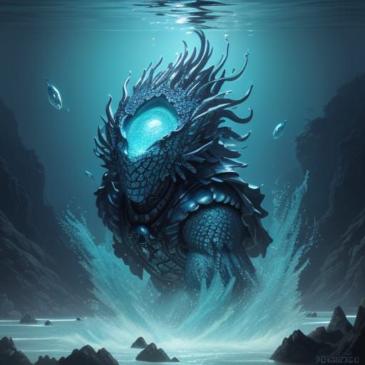 Pearl Titan in Serene Oceanic Scene