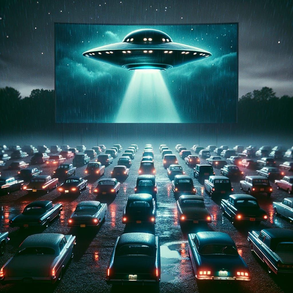 Surreal Drive-In Movie Night with Real UFO