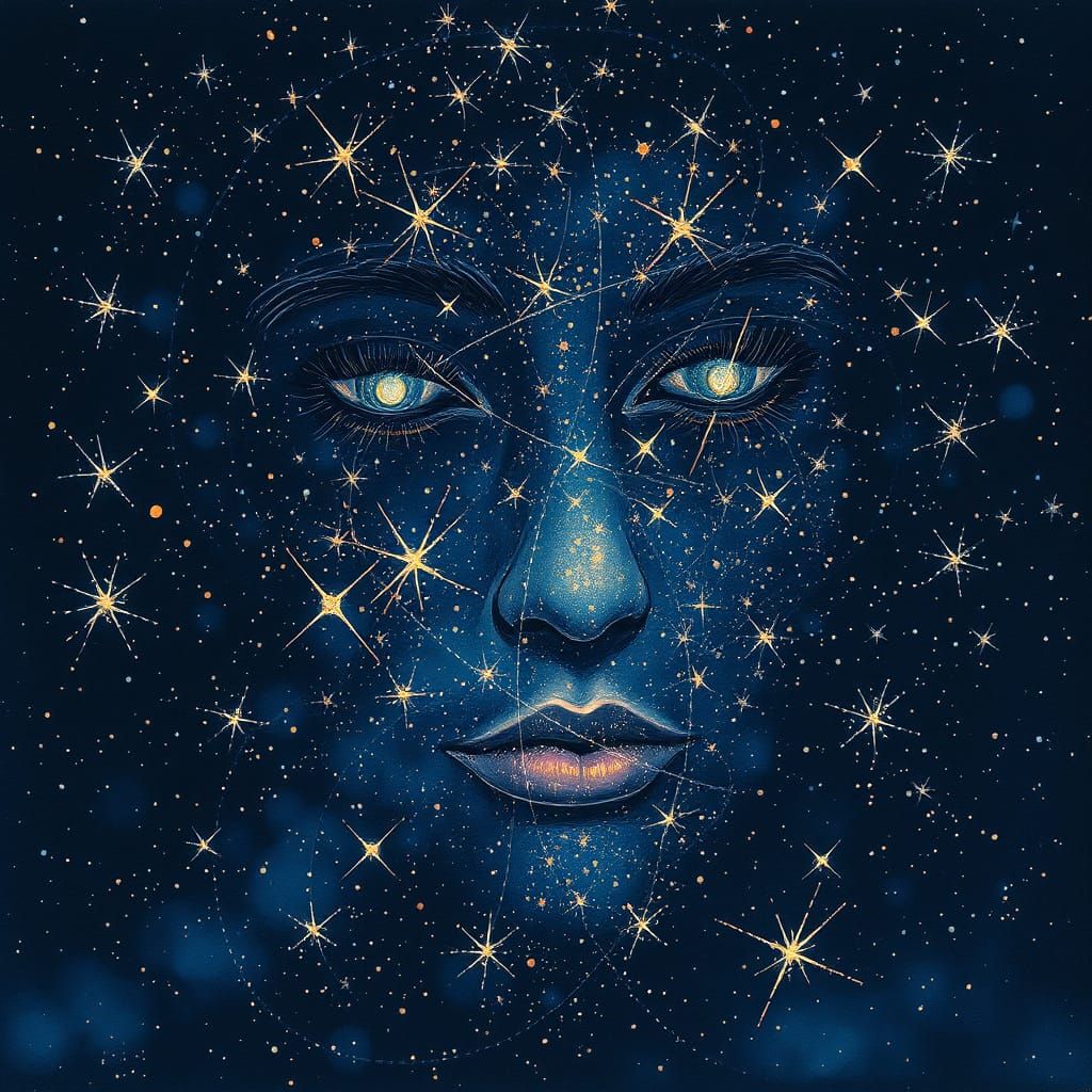 Celestial Face Unfolds in the Midnight Sky