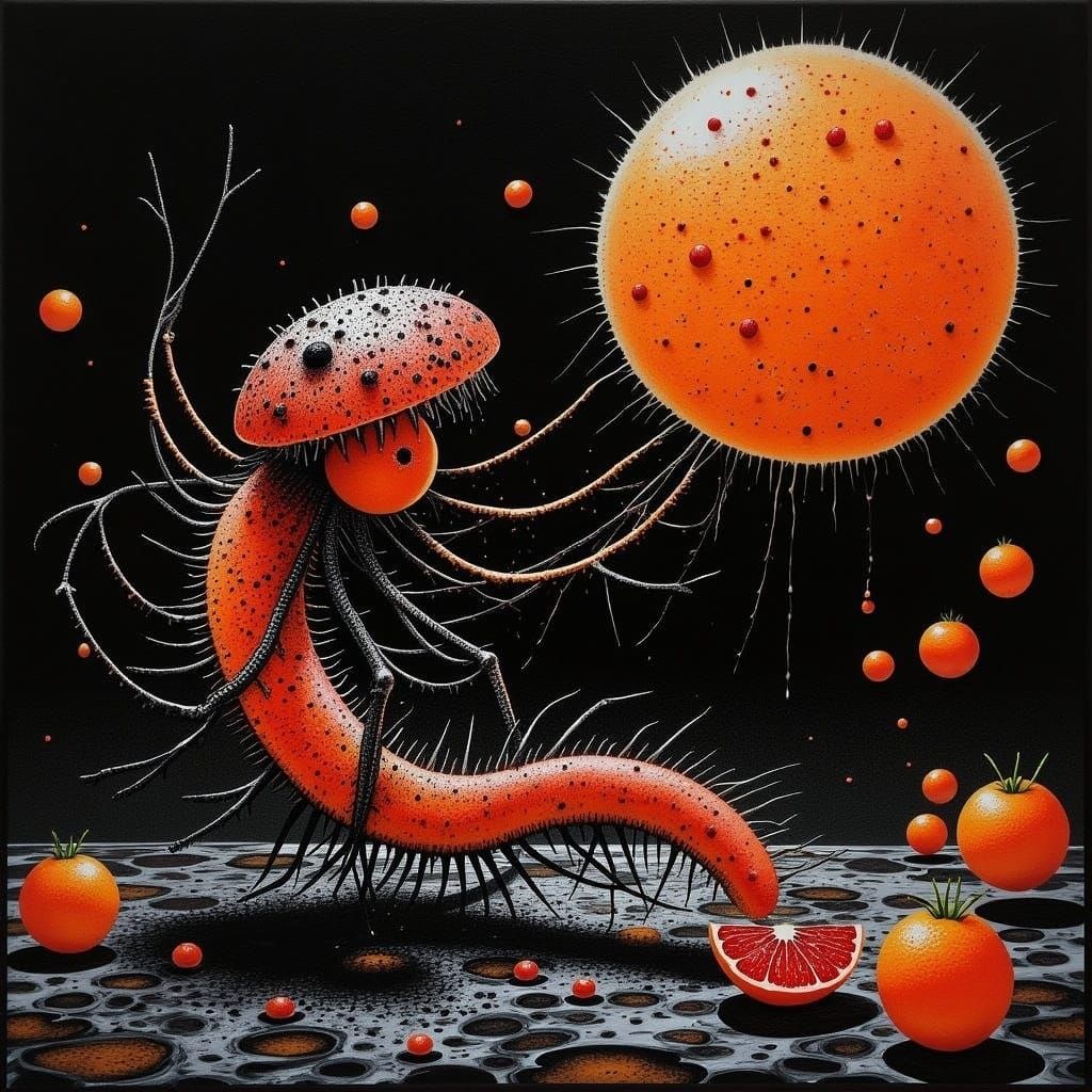 Black Amoeba Eating the Sun in Blood Orange