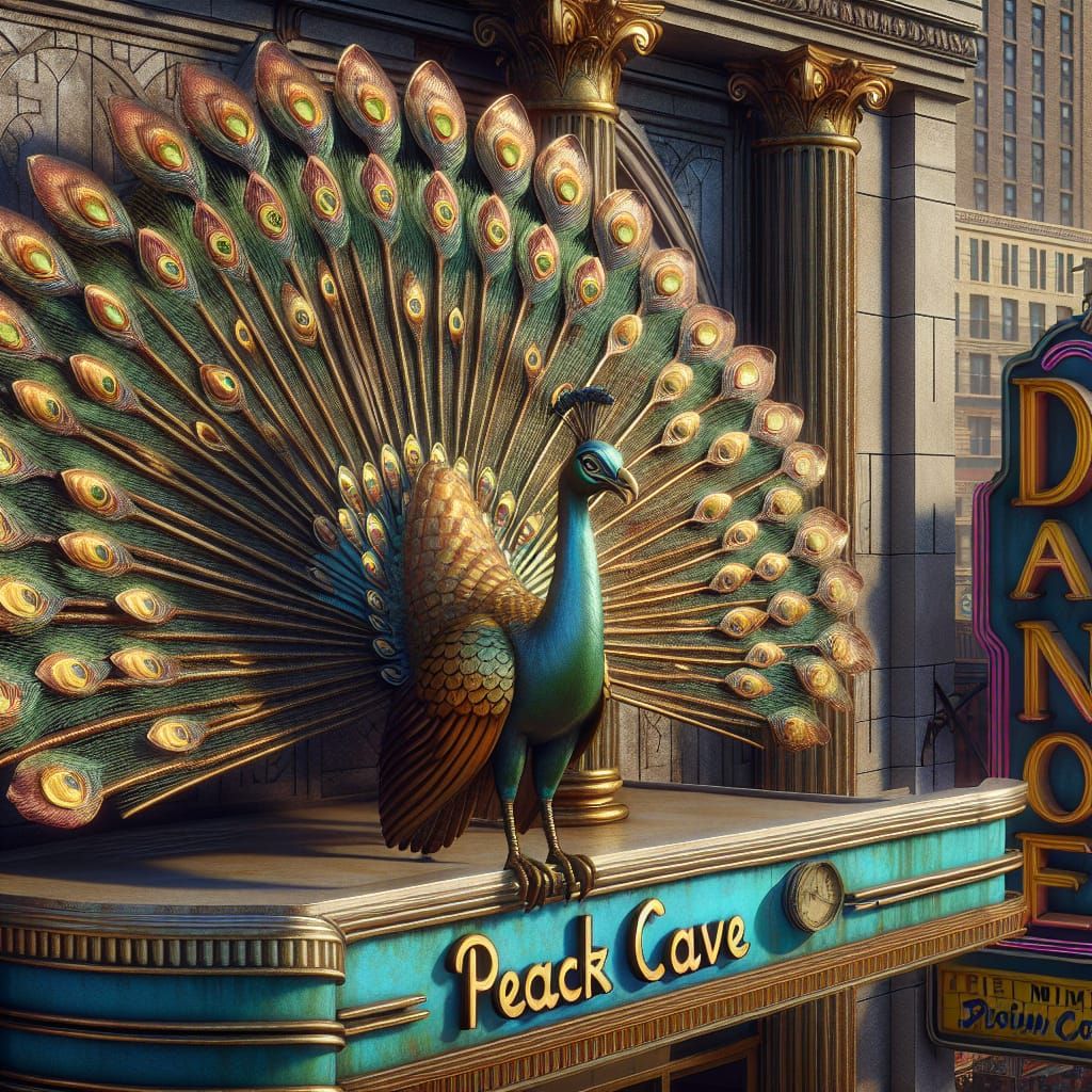 Ethereal Peacock Amidst Downtown Splendor