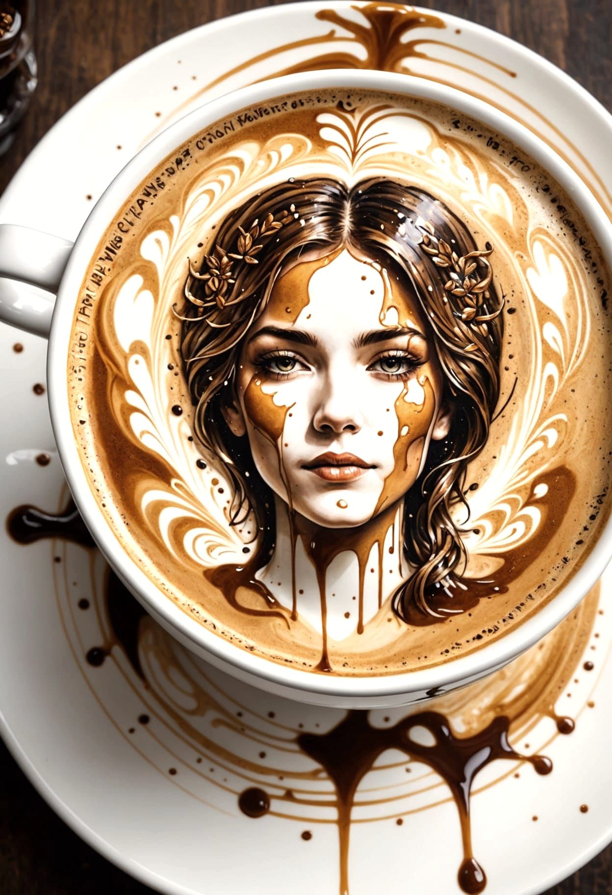Fantasy Cappuccino Cup with Latte Art: Hyper-Realistic Image