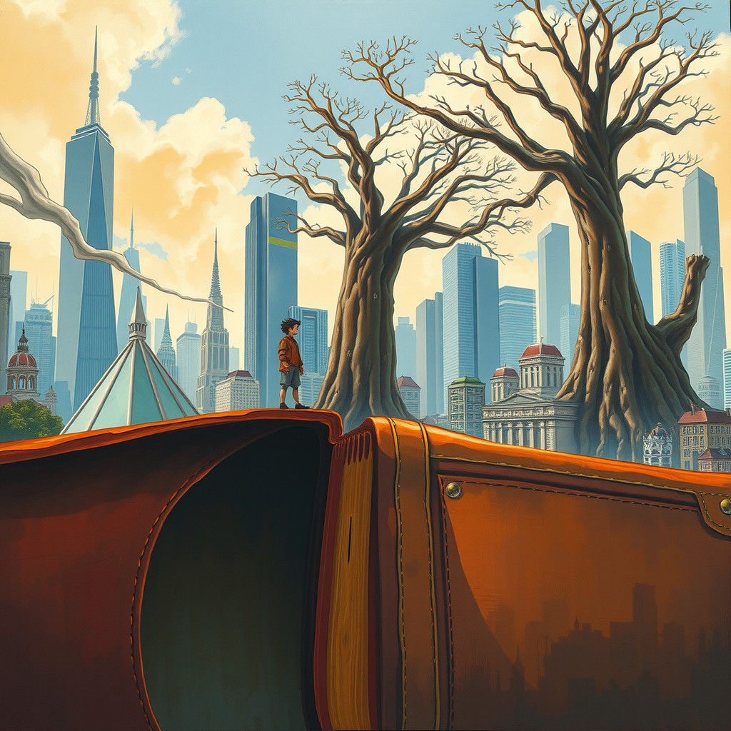 Miniature Figure on a Giant Book in a Fantastical City