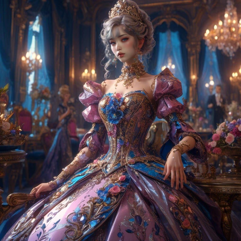 Anime Princess in Haute Couture, 8K Resolution