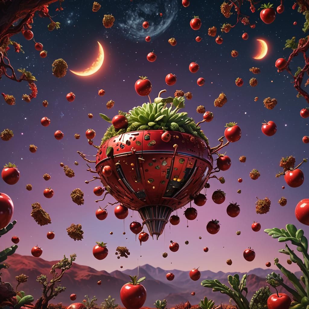 Apple Spaceship with Leopard and Cheese Moon