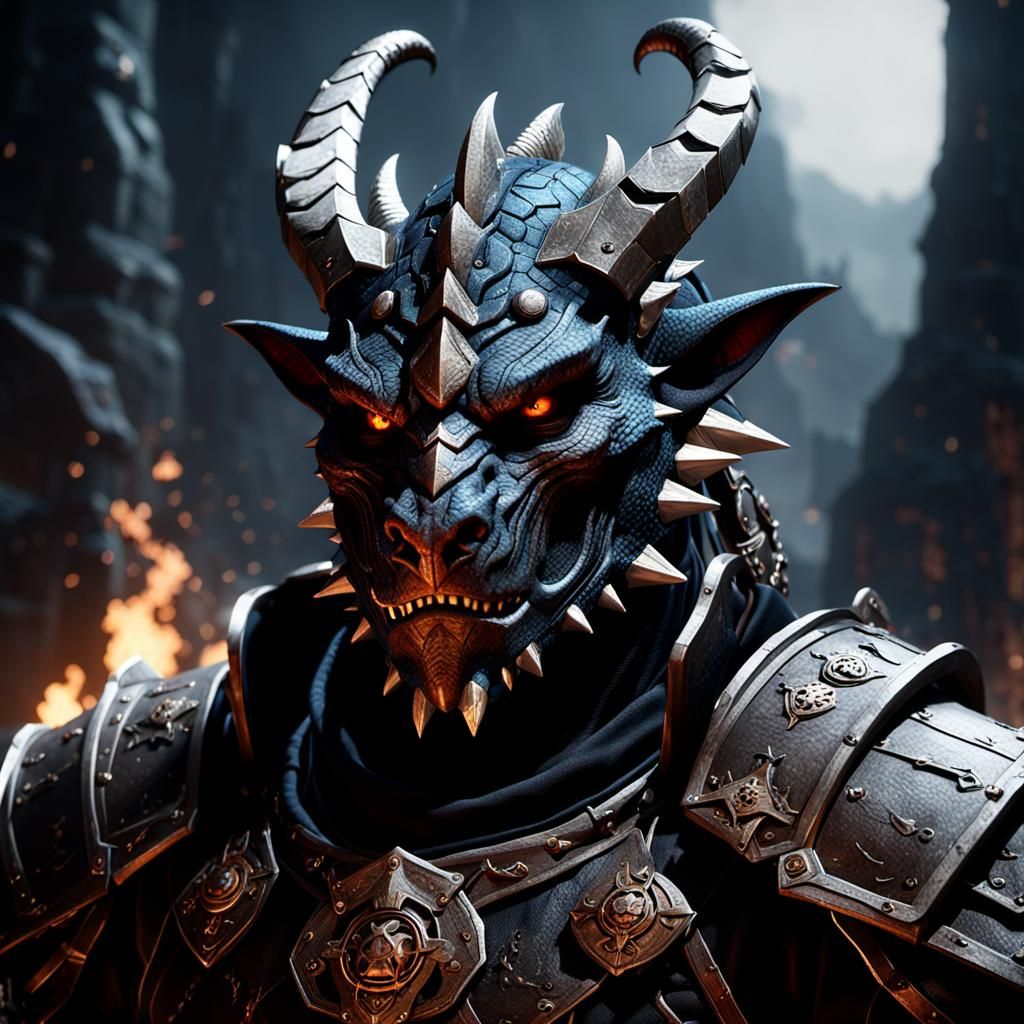 Epic Dragonborn Character in 3D Game Style