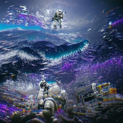 Astronaut in Orbit Above Earth's Ocean