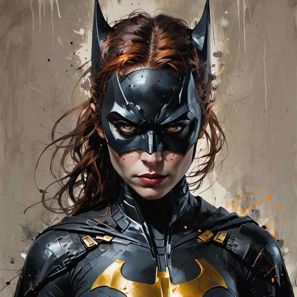 Batgirl Portrait with Glowing Eyes in Sinister Style