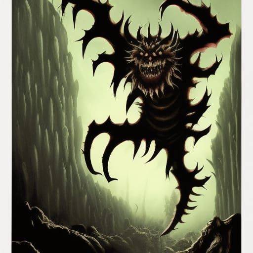 Eldritch Monster Emerging from Book Illustration