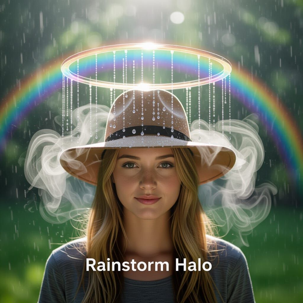 Delicate Rainstorm Halo Hat with Rainbow Reflection