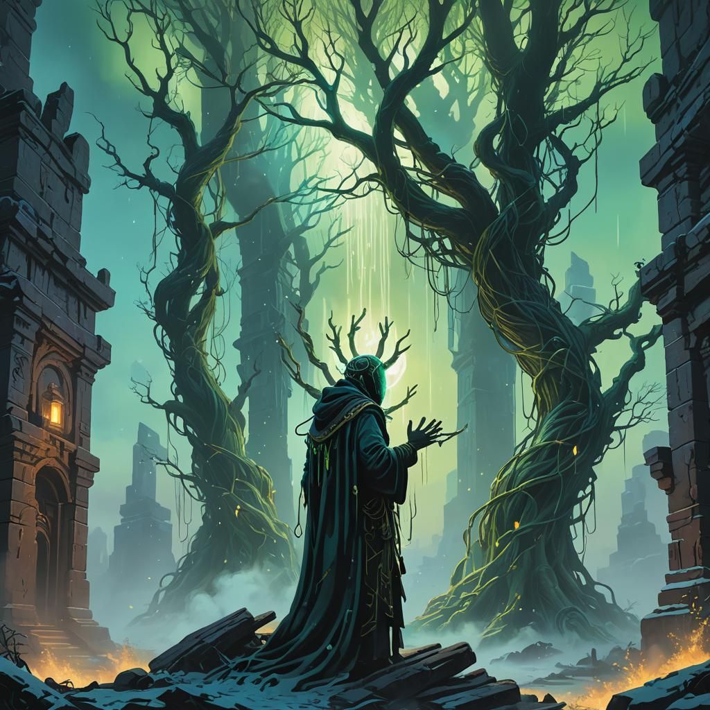 Ethereal Hands Emerging from Aurora Portal in Dark Fantasy S...