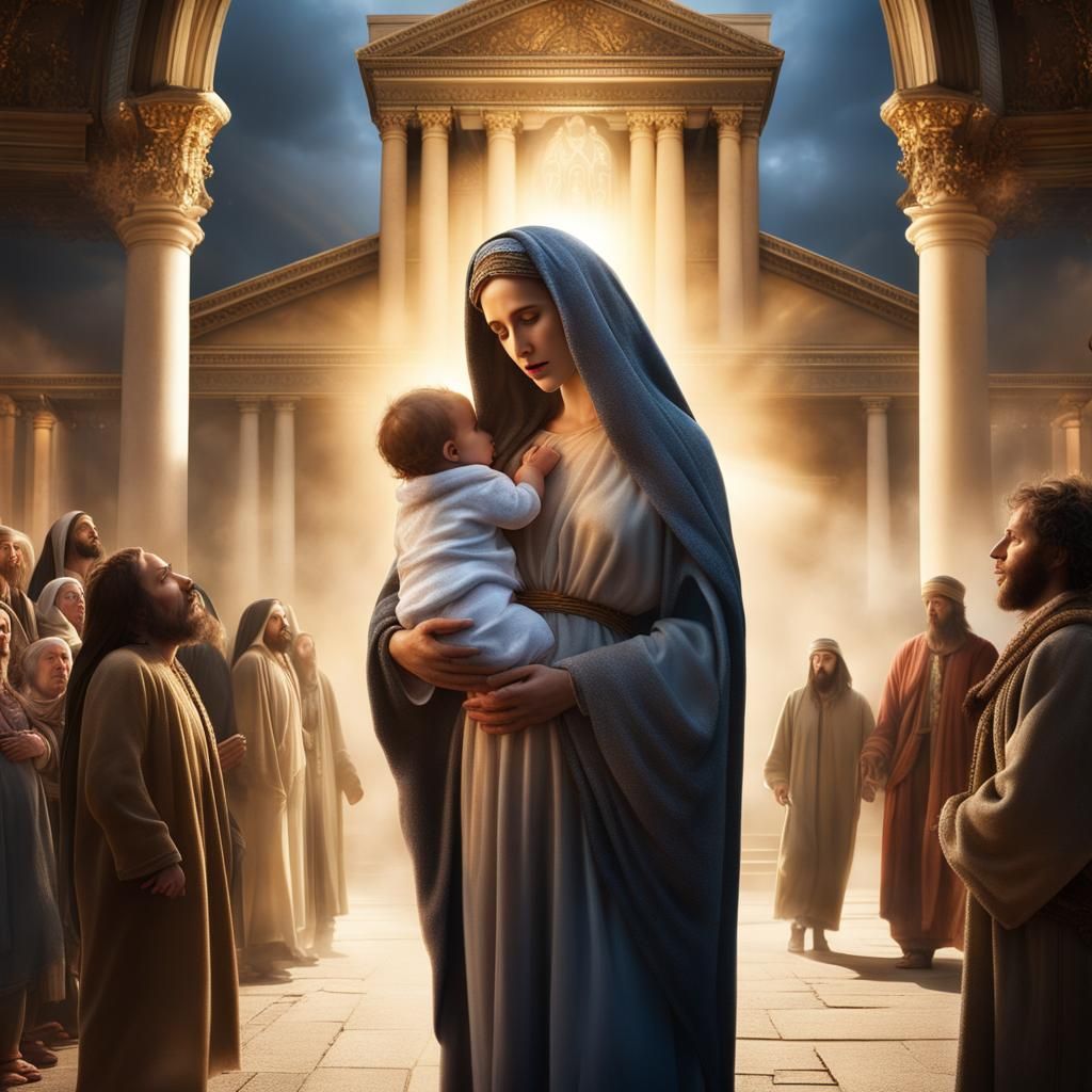 mary mother of jesus holding hte infant  jesus i