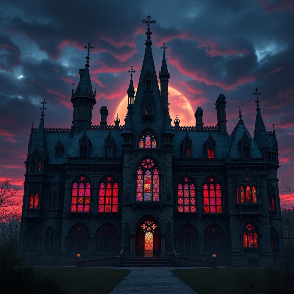 Gothic Mansion in Dark, Foreboding Splendor