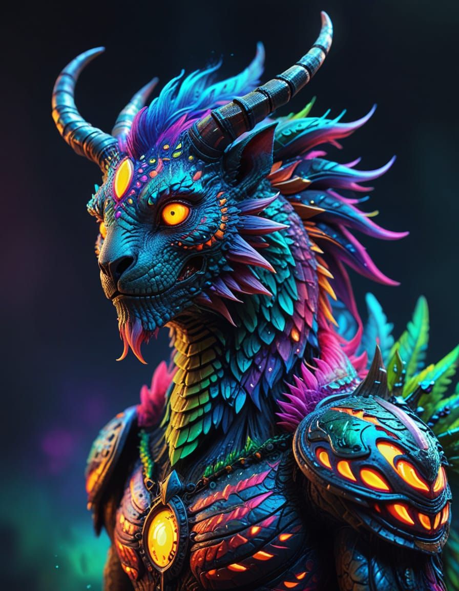 Fantasy Creature in Neon Digital Art