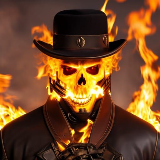 Hyperrealistic Ghost Rider Portrait in Fire