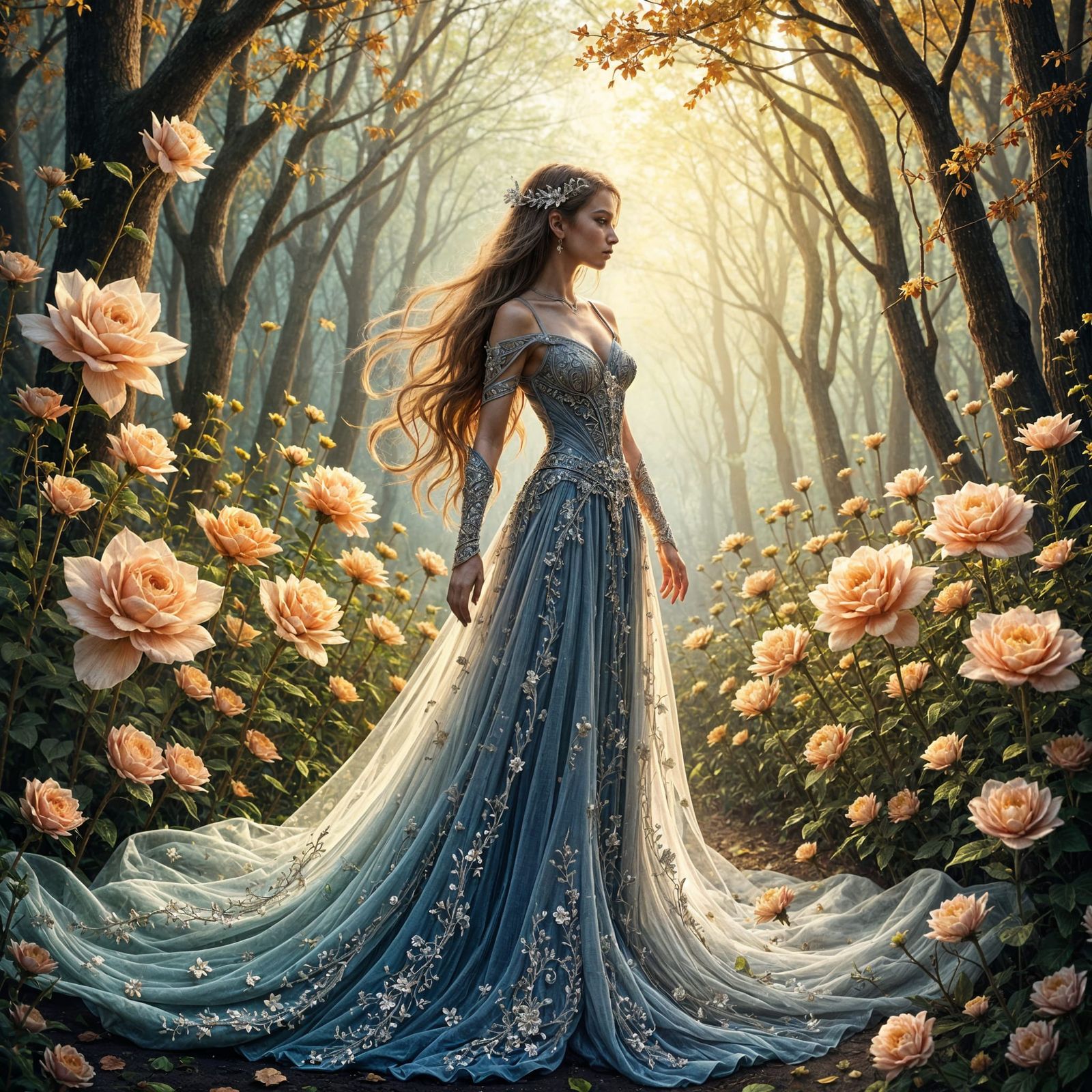 Ethereal Fae Maiden in Sparkling Gown