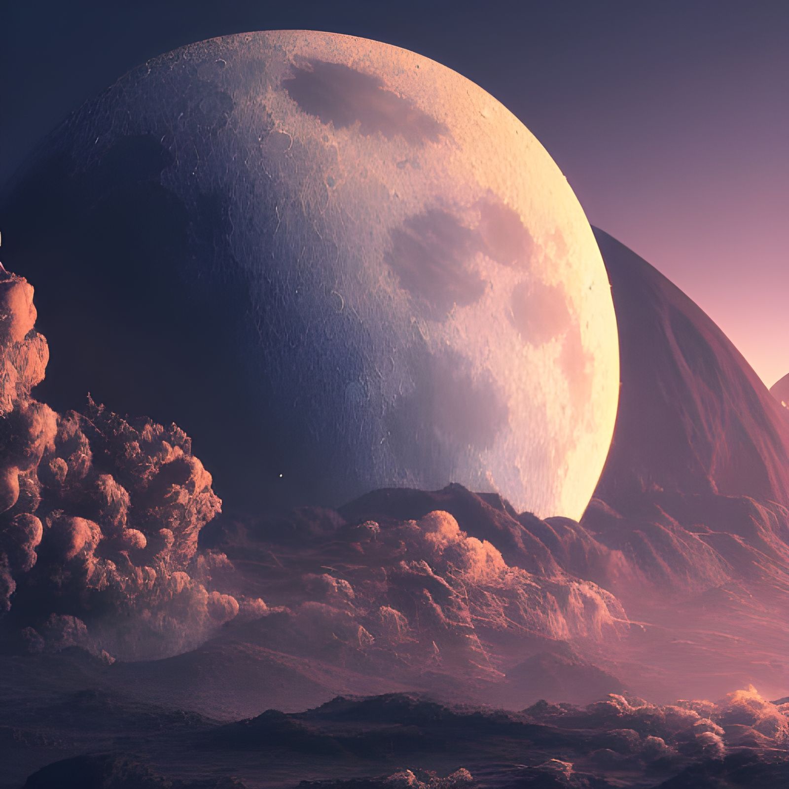 Apocalyptic Moon Collision with Earth: Detailed Matte Painti...