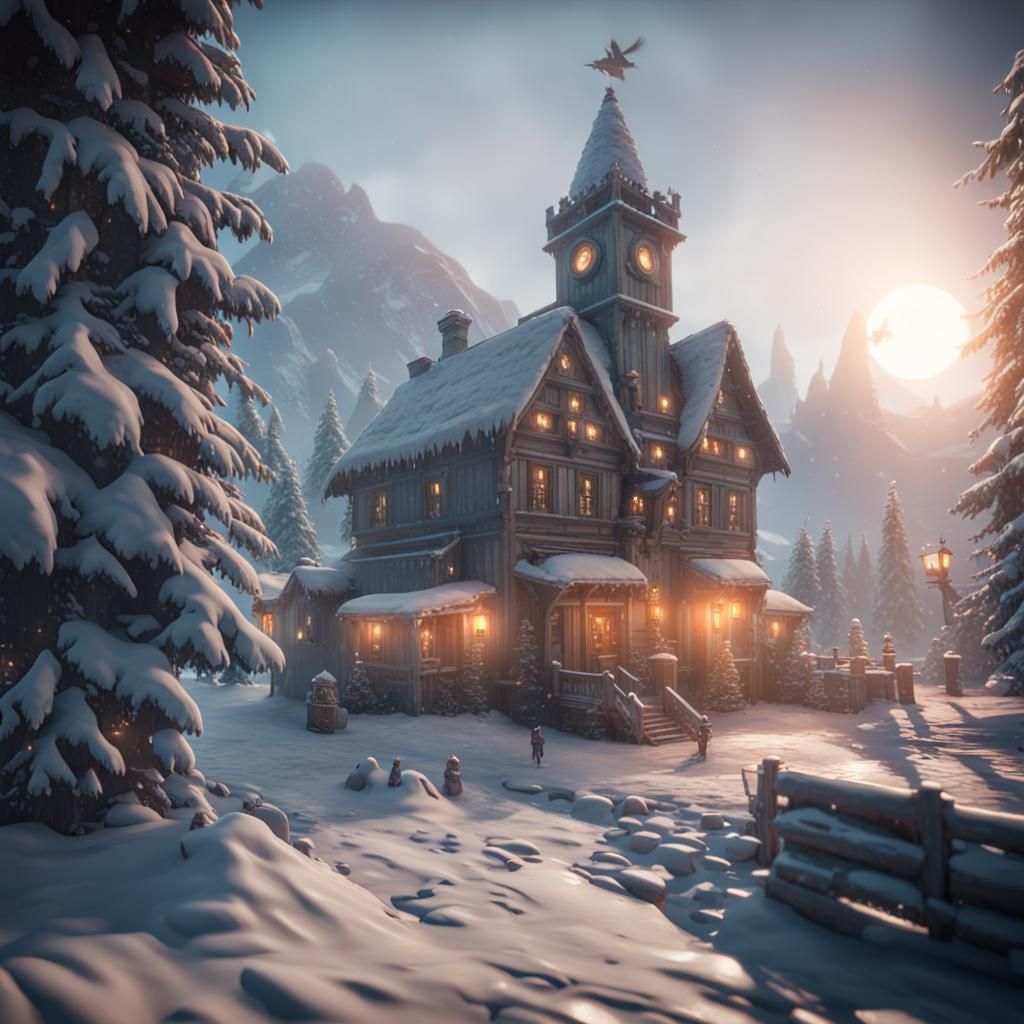 Epic Christmas Scene in 3D Game Style