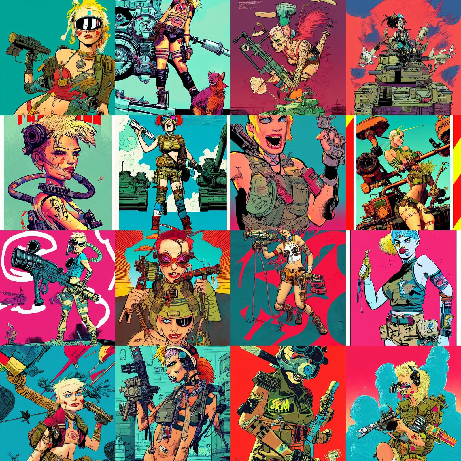 Tank Girl Illustration in Pop Art Style