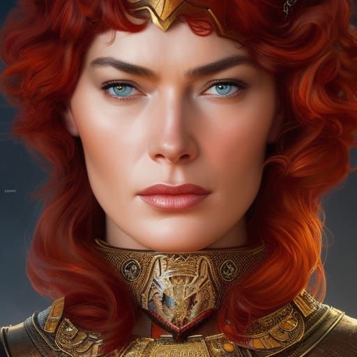 Red Sonja Portrait in Art Nouveau Style
