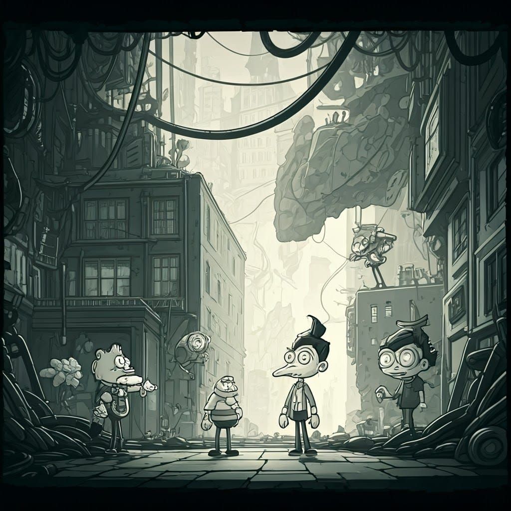 Chaotic Cartoon World with Eccentric Characters