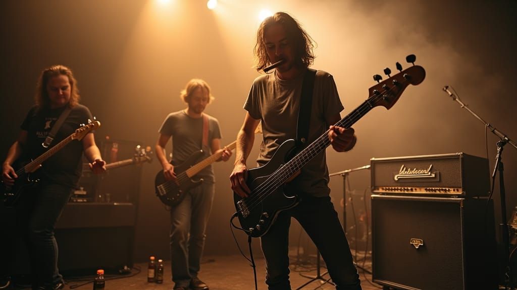 Bassist on Smokey Stage with Cuba Cigar