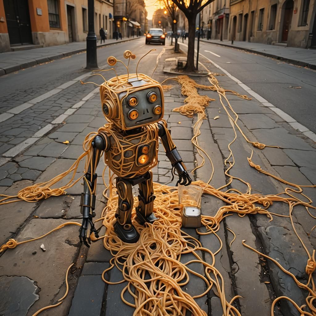 Spaghetti Robot Helps Children: A Surrealist Vision