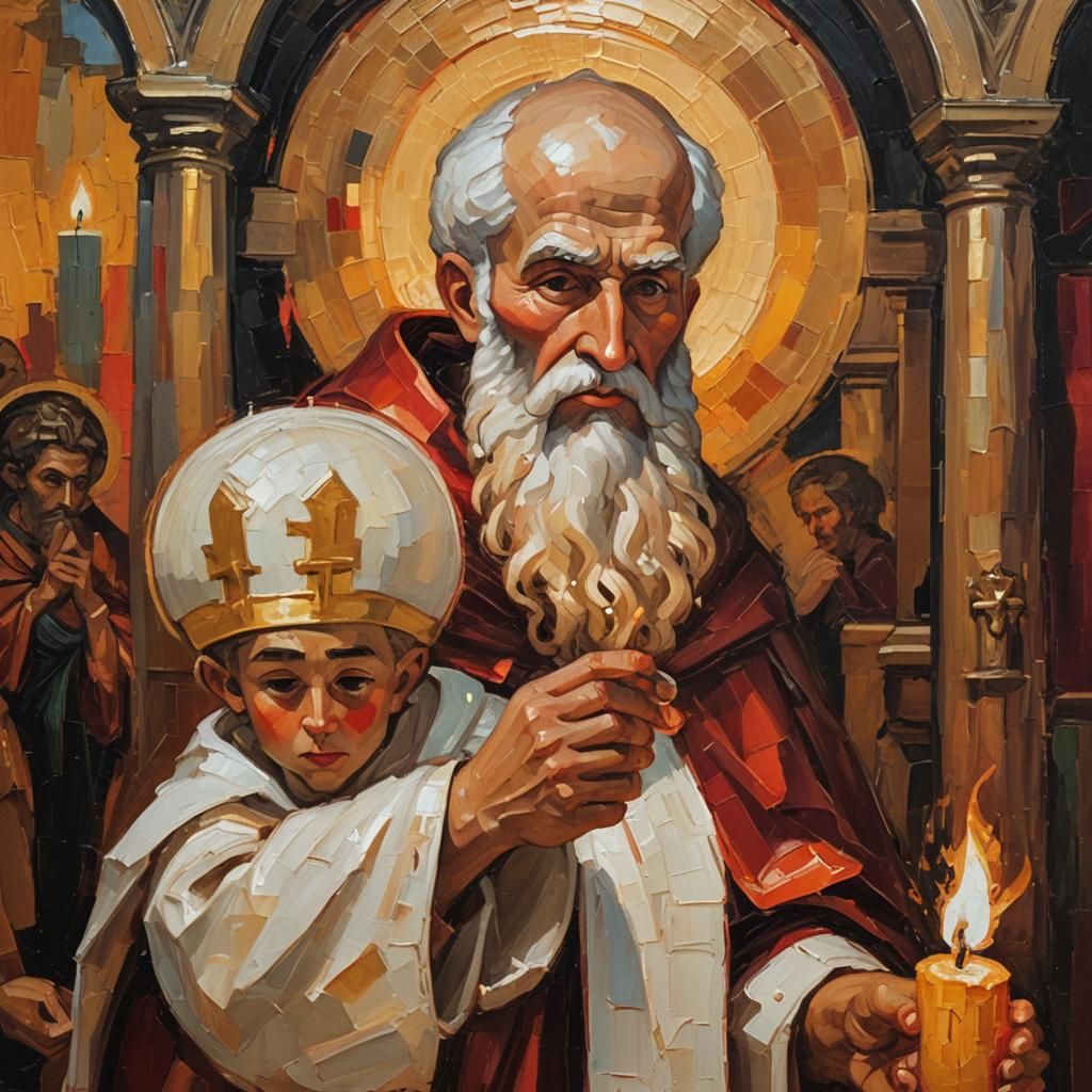 Saint Nicholas Punches Arius as Impasto Oil Painting