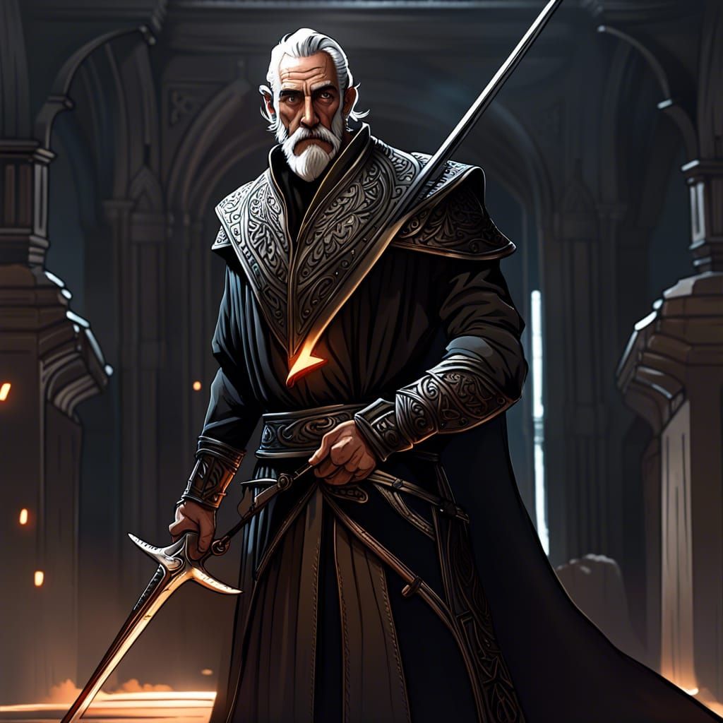 Fantasy Firbolg Swordsman in Dark Fantasy Style