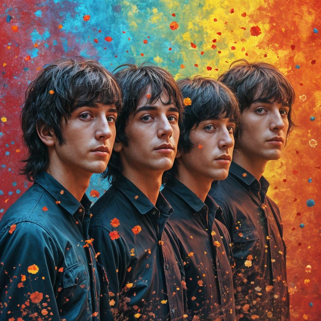 Colorful Abstract Painting in Beatles Style