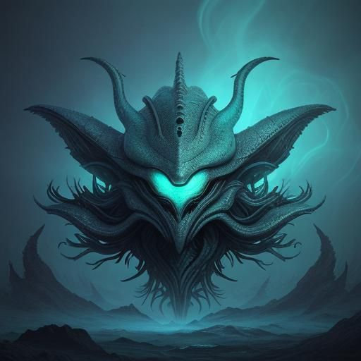 Surreal Alien Creature with Glowing Eyes
