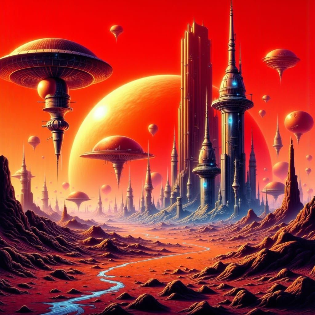 Futuristic Martian Cities in Glass Domes