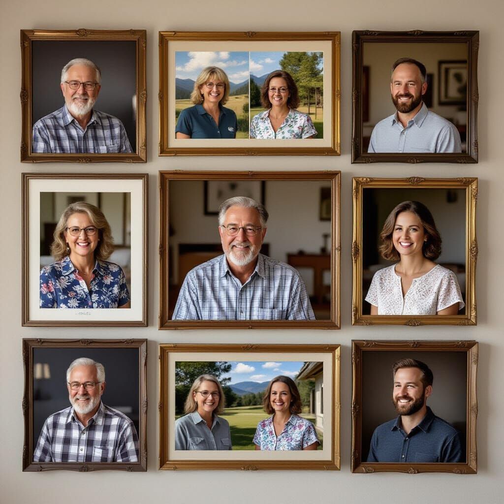 Hyperrealistic Family Photo Collage with Natural Lighting
