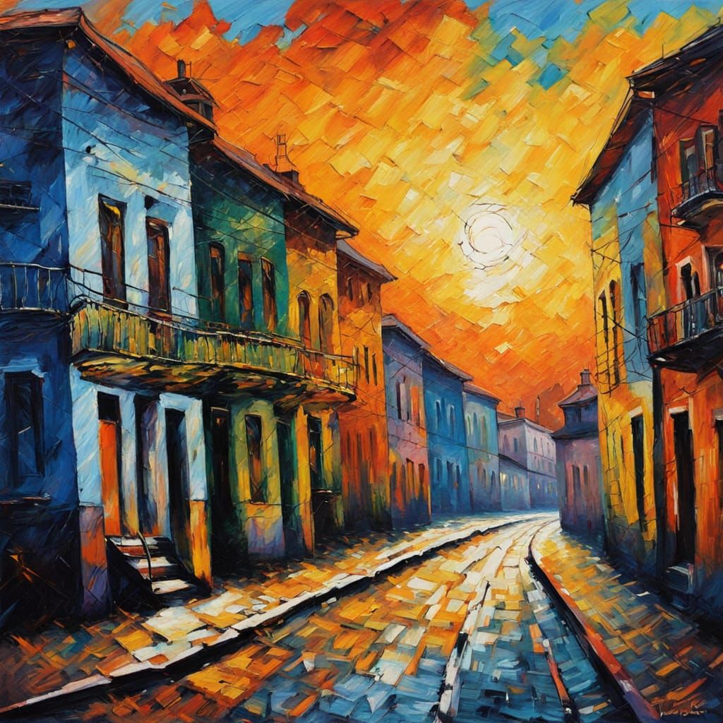 Vibrant Braila Cityscape in Neo-Impressionist Style