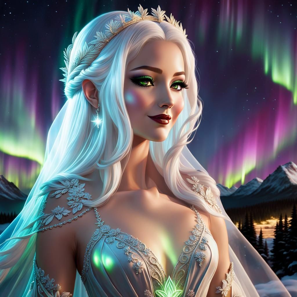 Divine Feminine God in Bioluminescent Bloomcore Style