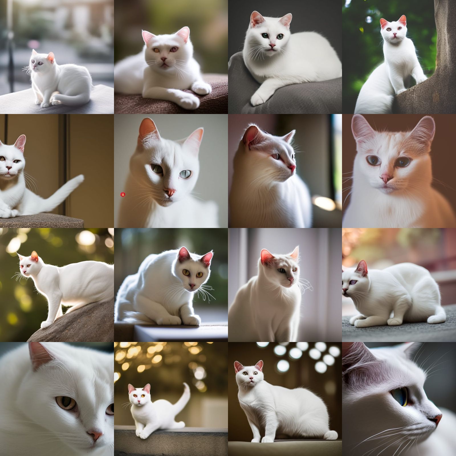 White Cat Portrait with Bokeh and Natural Lighting