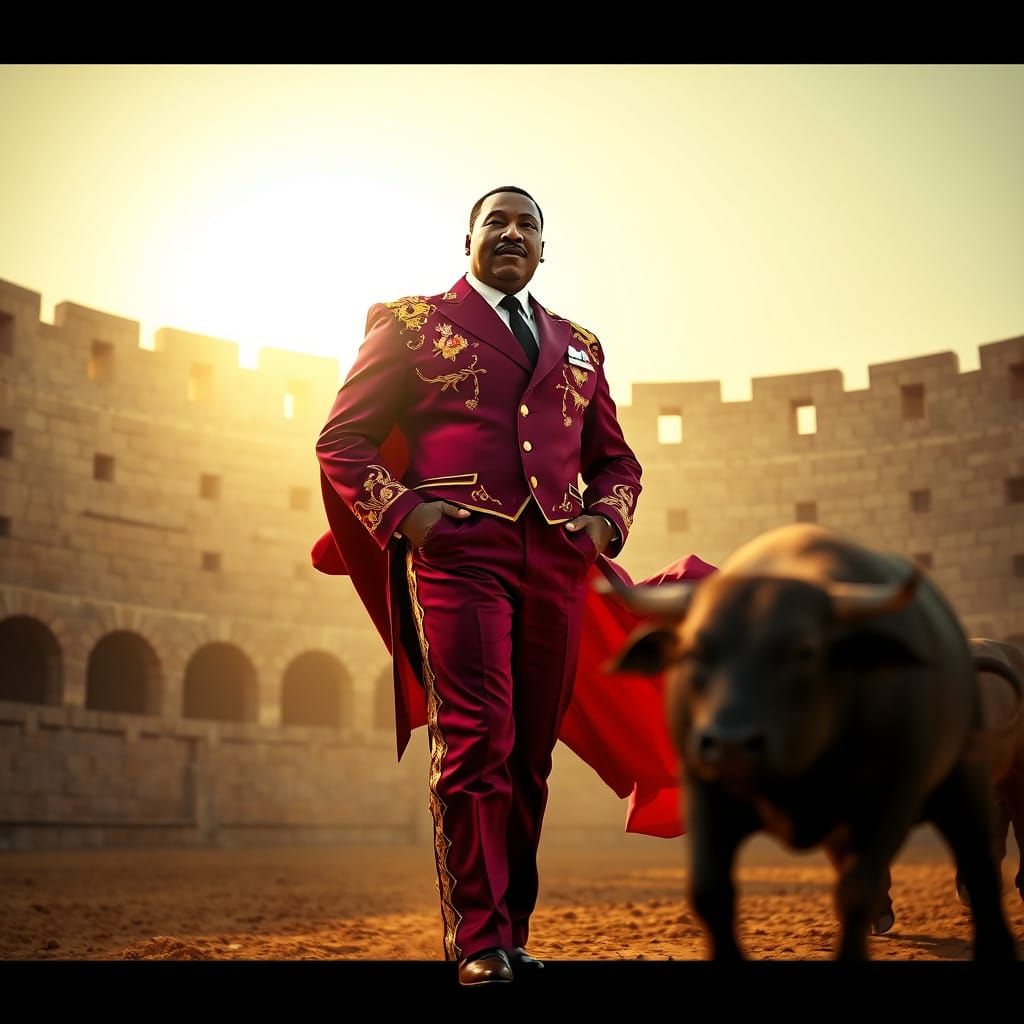 Bullfighting Icon Dr. Martin Luther King in Vibrant Matador....