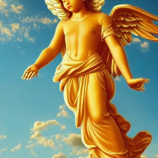 Golden Angel with Rose in Divine Light