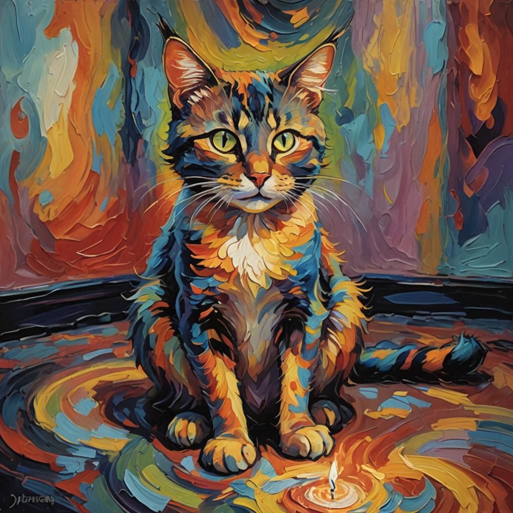 Dr Seuss Cat in Expressionist Oil Painting