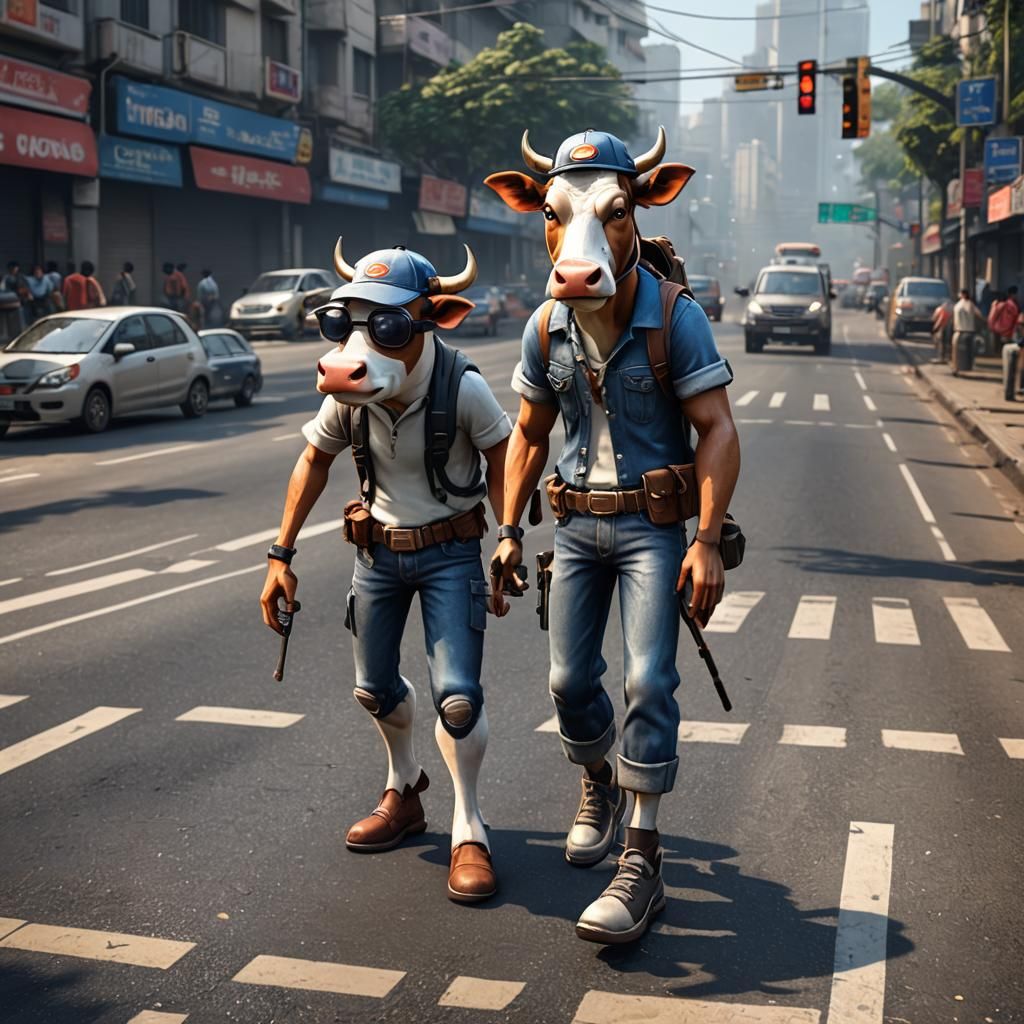 Cow Traffic Cop in Mumbai: 3D Cinematic Render