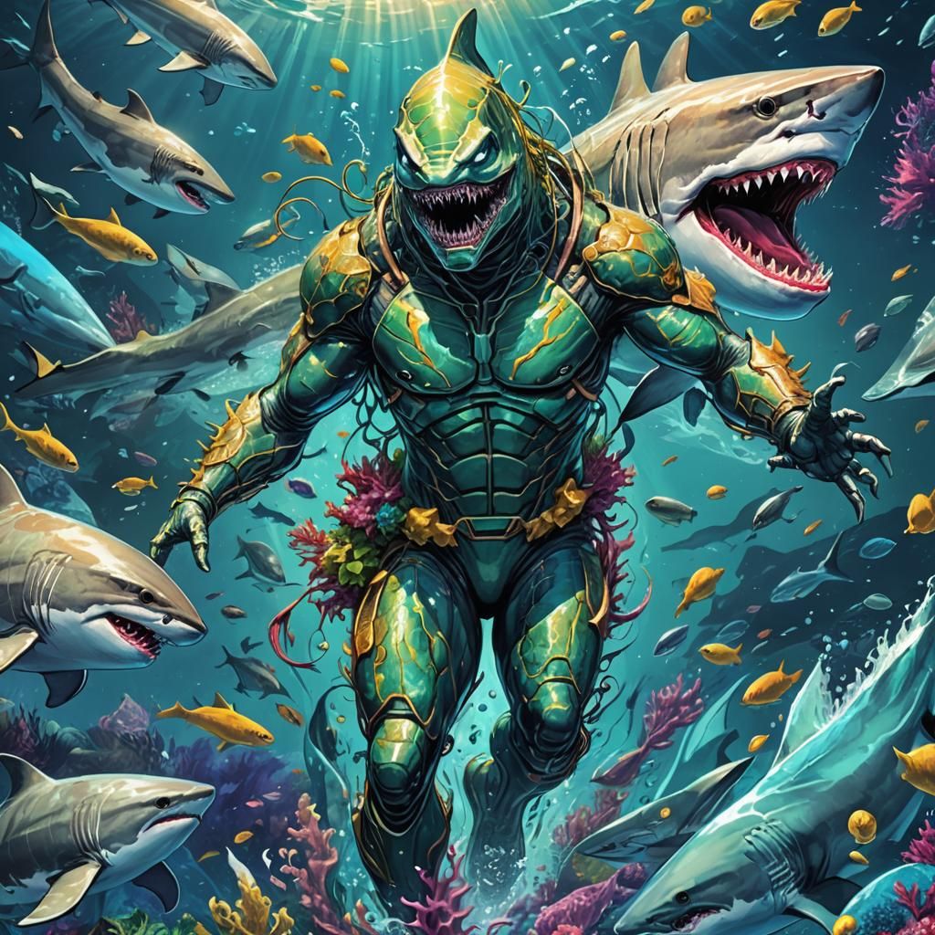 Aquatic Mutant Supervillain Proteus in Comic Book Style